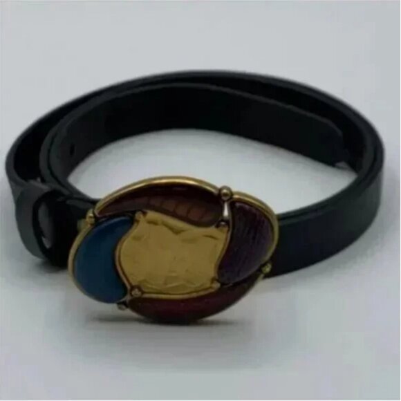 Chico's Genuine Leather Multi-colored Buckle Belt Size Small - Picture 7 of 7